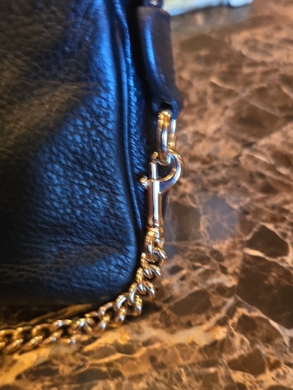Coach Black Leather Mini Wristlet with Gold Chain - Picture 5 of 13